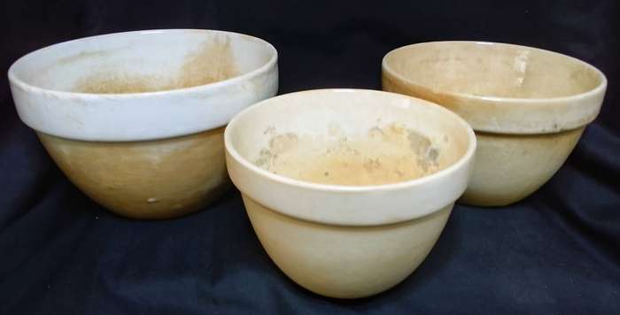 Three charming antique pudding bowls