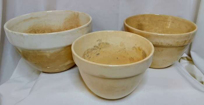 Three charming antique pudding bowls