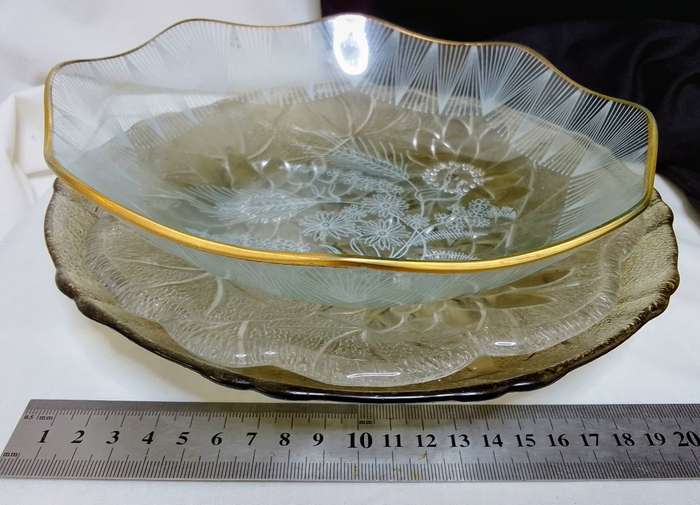 Three lovely vintage glass serving dishes