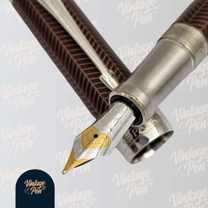 Parker Duofold Prestige Burgundy Chevron Fountain Pen