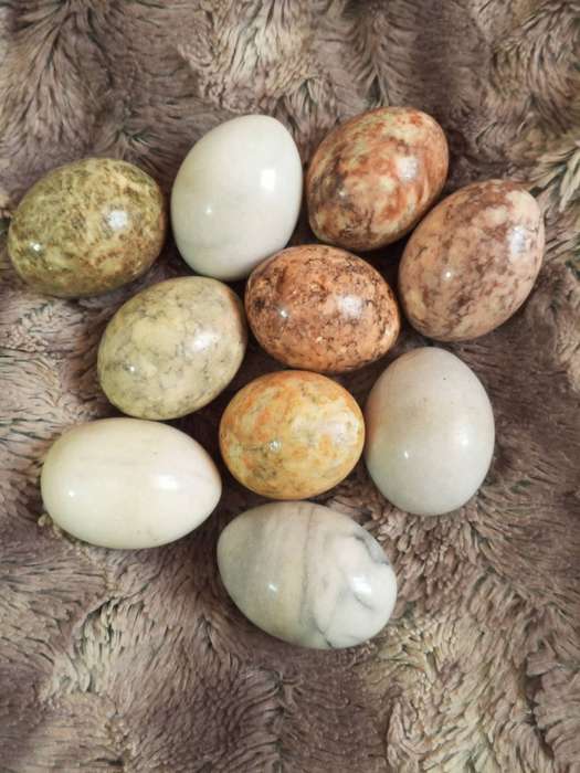 Marble Eggs with Brass Vintage Tray