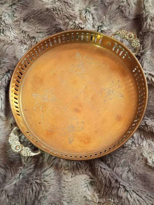 Marble Eggs with Brass Vintage Tray