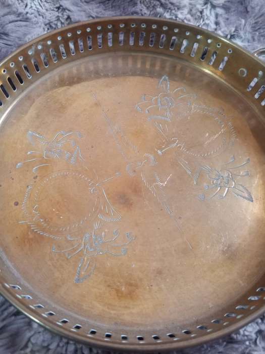 Marble Eggs with Brass Vintage Tray