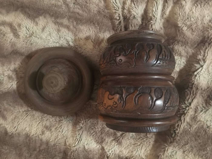 Carved Wooden Jar with Lid (African Art)