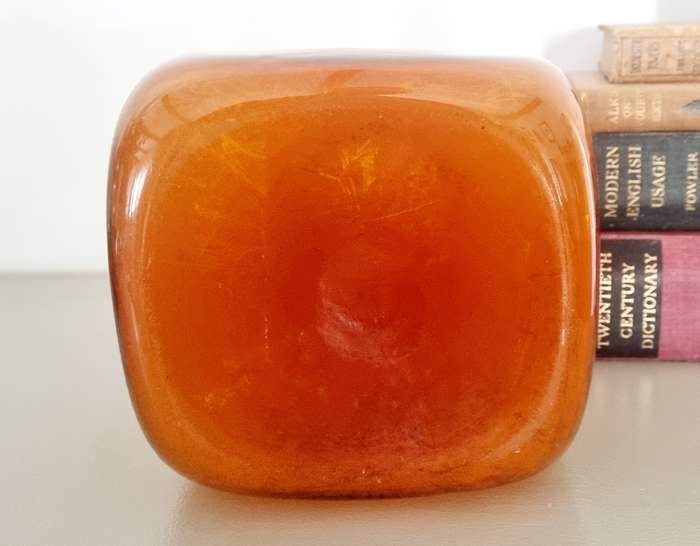 Vintage Large Round Amber Italian Glass Bottle/Vase