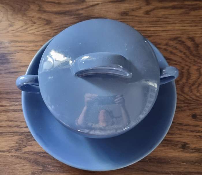 BLUE DROSTDY GRAHAMSTOWN South African Pottery Soup bowl with Lid and Saucer