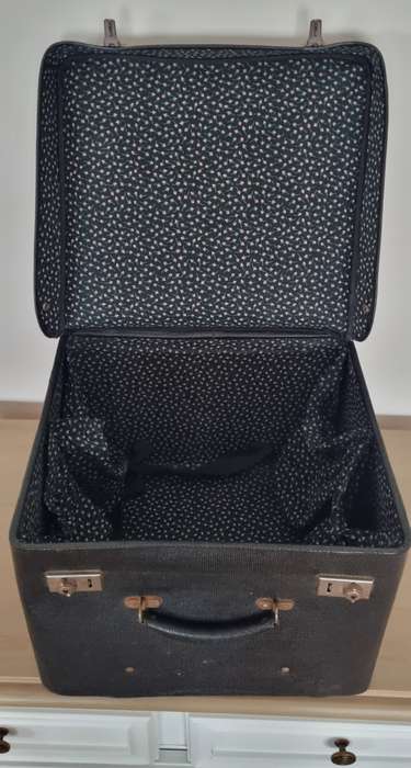 Large Black Double Size Hat Box Luggage Suitcase