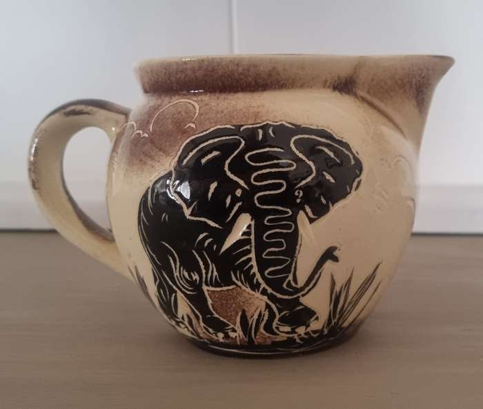 Handpainted South Africa Kruger Park Elephant Crescent ware Jug