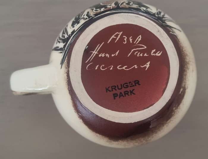 Handpainted South Africa Kruger Park Elephant Crescent ware Jug
