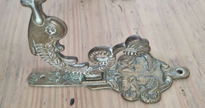 Pair of Unique Ornate Old Solid Brass Wall  Hook, Hangers or Handles