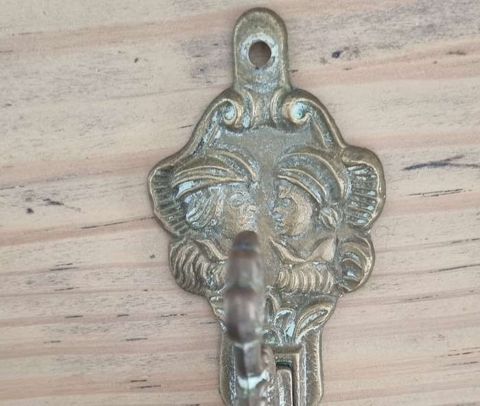 Pair of Unique Ornate Old Solid Brass Wall  Hook, Hangers or Handles