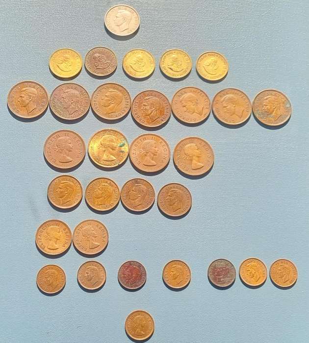 Collection of Old South African Coins (1940's - 1960's). All have been circulated