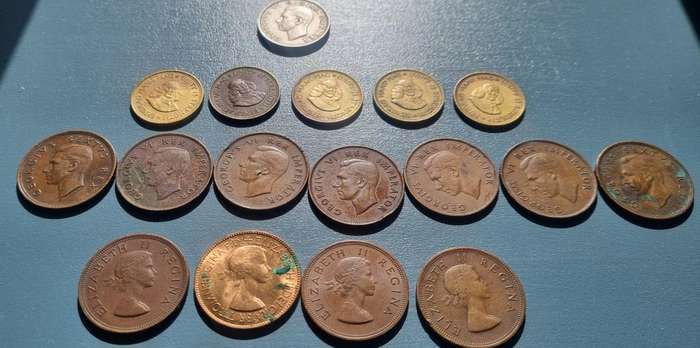Collection of Old South African Coins (1940's - 1960's). All have been circulated
