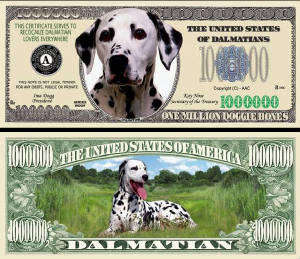 DALMATIAN DOG LOVERS NOVELTY MILLION DOLLAR BILL