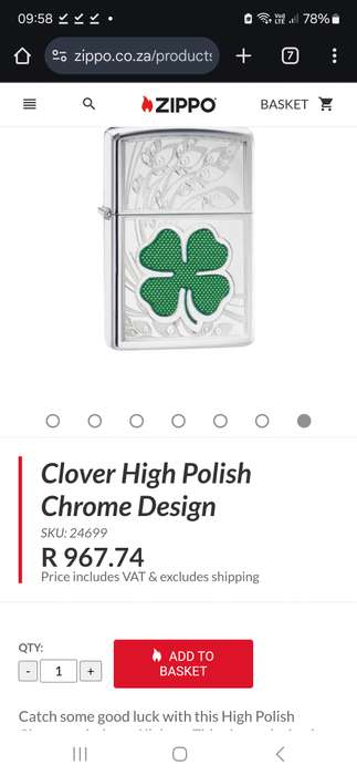 ZIPPO Clover High Polish Chrome Design