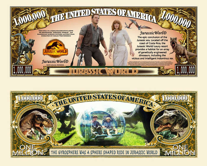 JURASSIC WORLD MILLION DOLLAR NOVELTY BILL