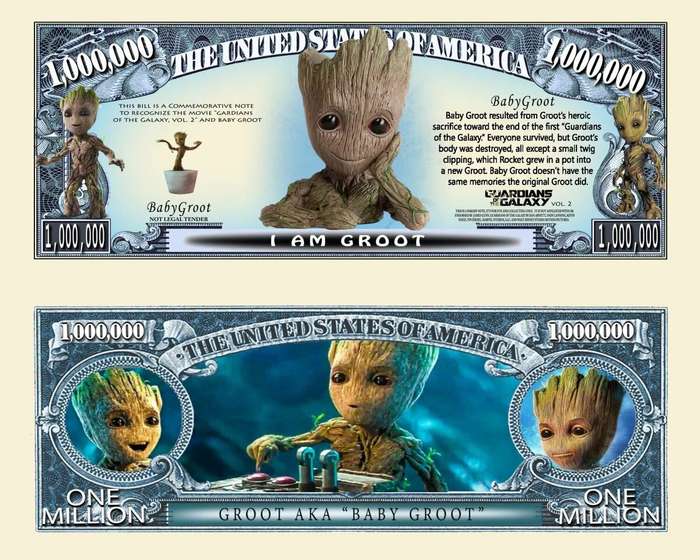 I AM GROOT MILLION DOLLAR NOVELTY  BILL