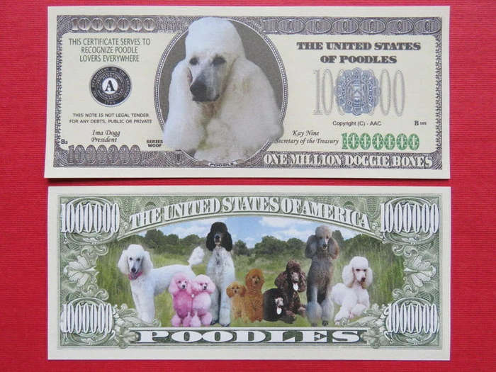 POODLES DOG LOVERS NOVELTY MILLION DOLLAR BILL