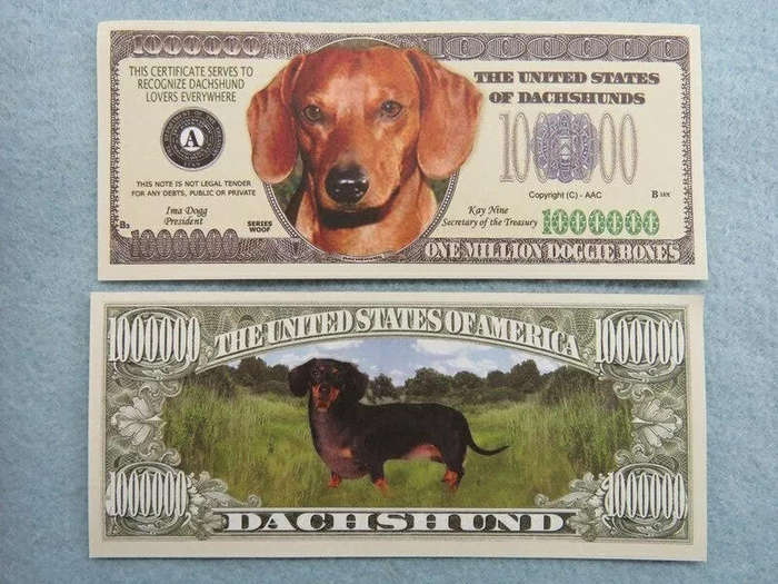 DACHSHUND LOVERS NOVELTY MILLION DOLLAR BILL