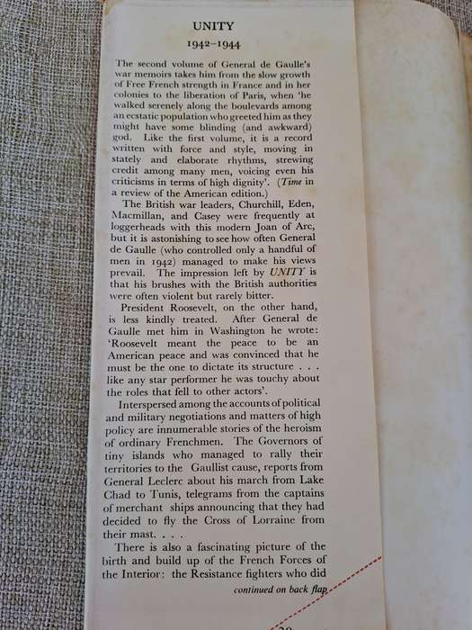 War Memoirs - Unity 1942-1944 - General De Gaulle