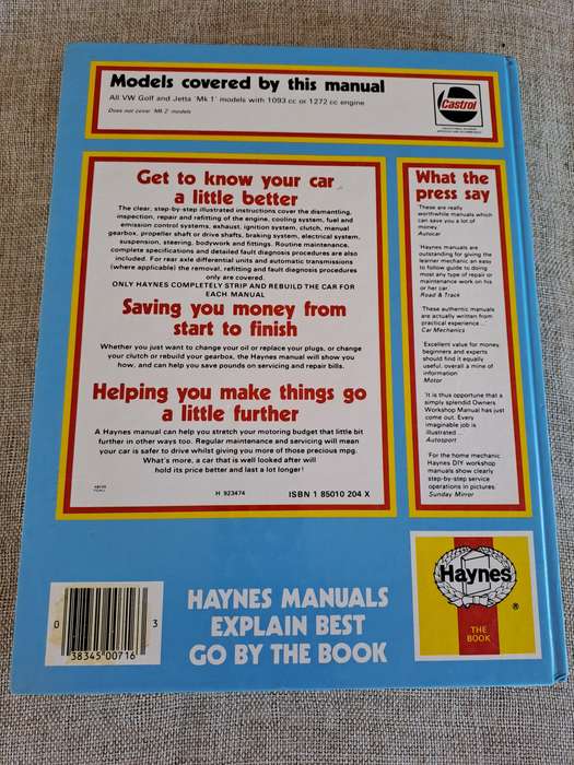 VW Golf & Jetta Owners Workshop Manual 1974 to 1984, Mk 1 models - Haynes
