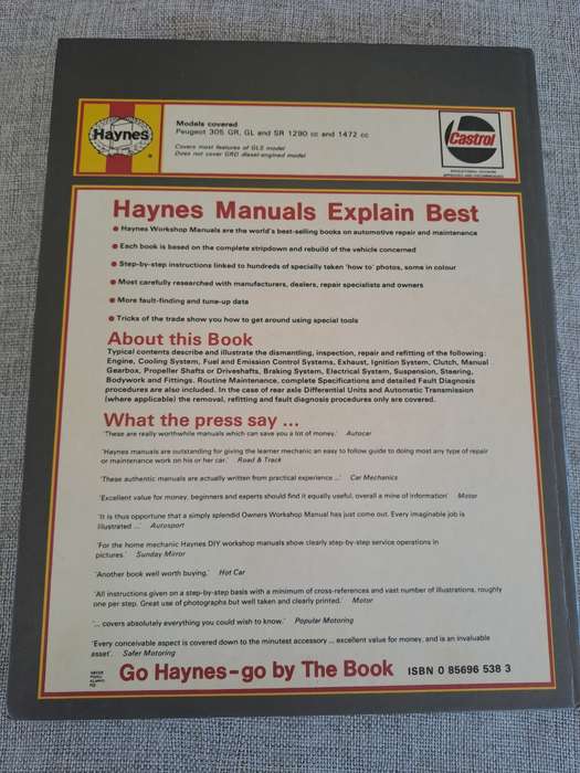 Peugeot 305 Petrol 1978-1980 Owners Workshop Manual - Haynes