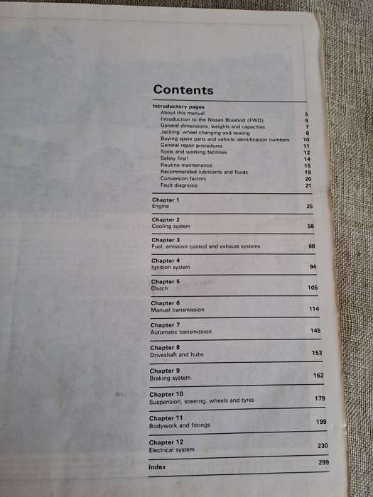 Nissan Bluebird Owners Workshop Manual 1984 to 1986 - Haynes