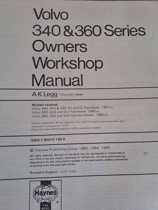 Volvo 340 & 360 Series Owners Workshop Manual 1976 to 1985 - Haynes