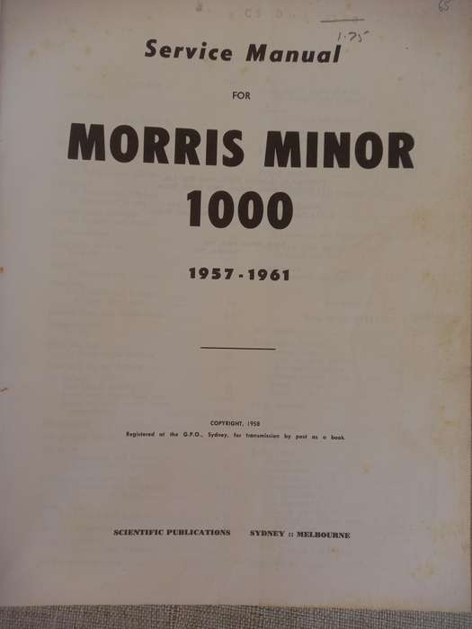 Morris Minor 1000 Service Manual 1957-1961