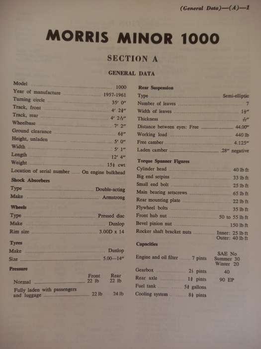 Morris Minor 1000 Service Manual 1957-1961