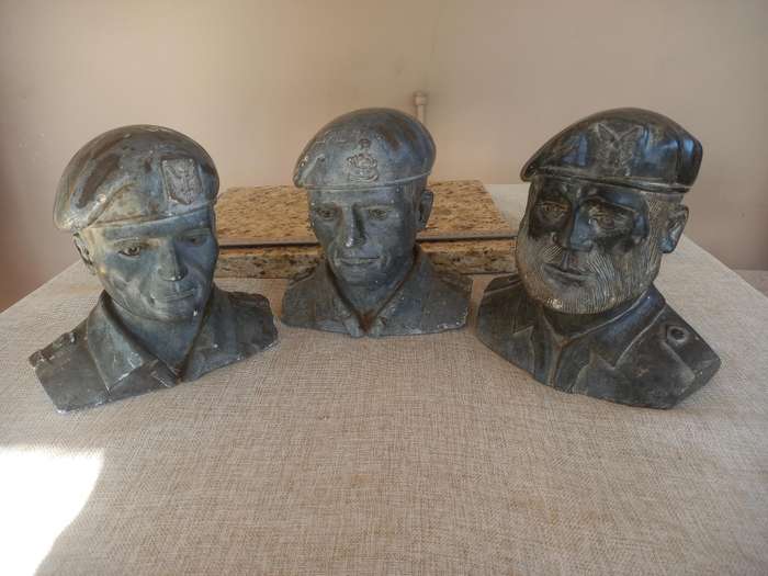 3 Rhodesian Soapstone busts - SAS, Selous Scouts, RLI