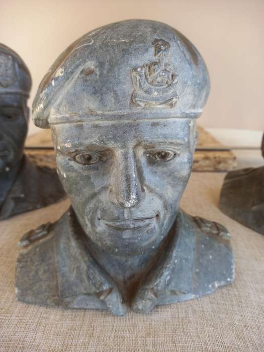 3 Rhodesian Soapstone busts - SAS, Selous Scouts, RLI