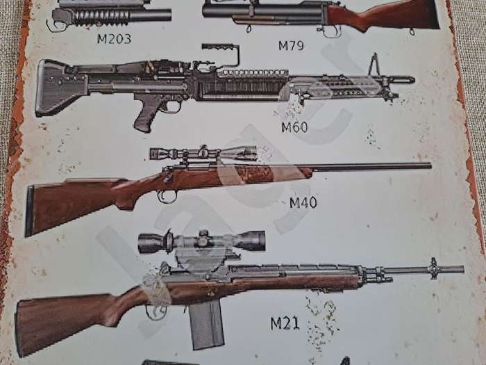 Vietnam War  US Army and USMC Individual Weapons - Advertising Tin Plate Sign