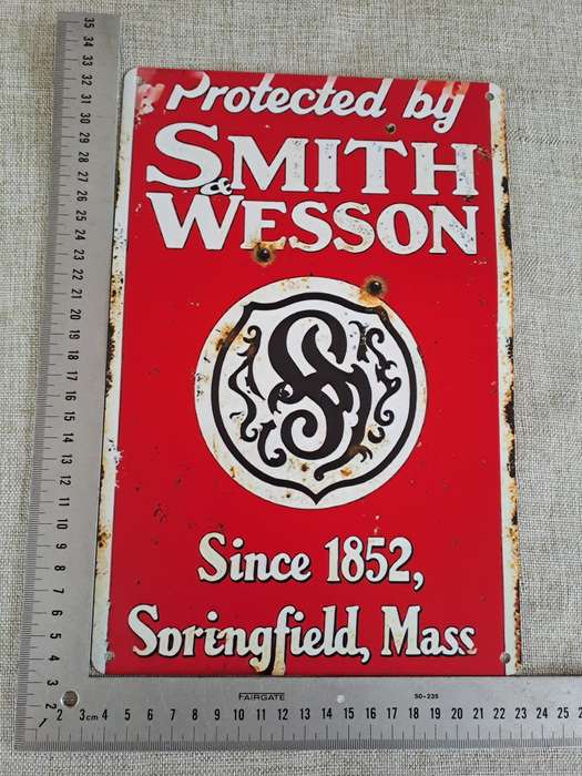Protected by Smith & Wesson - Advertising Tin Plate Sign