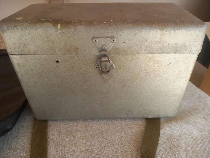 Post and Telecommunications (SA Post Office) metal box and a cash bag