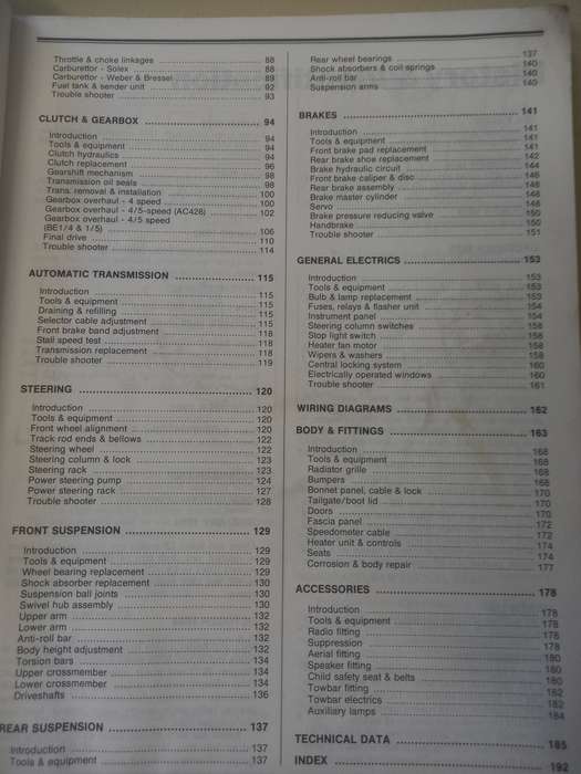 Alpine / Solara - Talbot - 1975-1986 - Autodata - Car Repair Manual