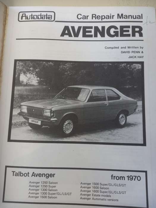 Chrysler / Talbot Avenger from 1970 - Autodata - Car Repair Manual