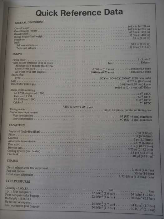 Chrysler / Talbot Avenger from 1970 - Autodata - Car Repair Manual