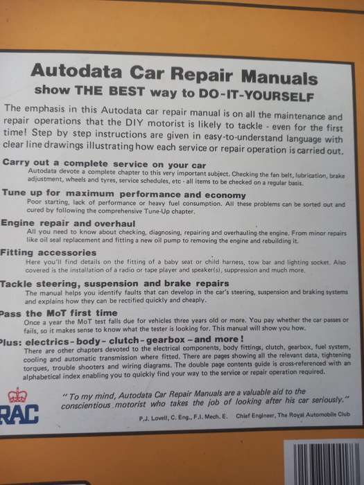 Chrysler / Talbot Avenger 1970-1981 - Autodata - Car Repair Manual