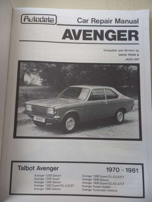 Chrysler / Talbot Avenger 1970-1981 - Autodata - Car Repair Manual