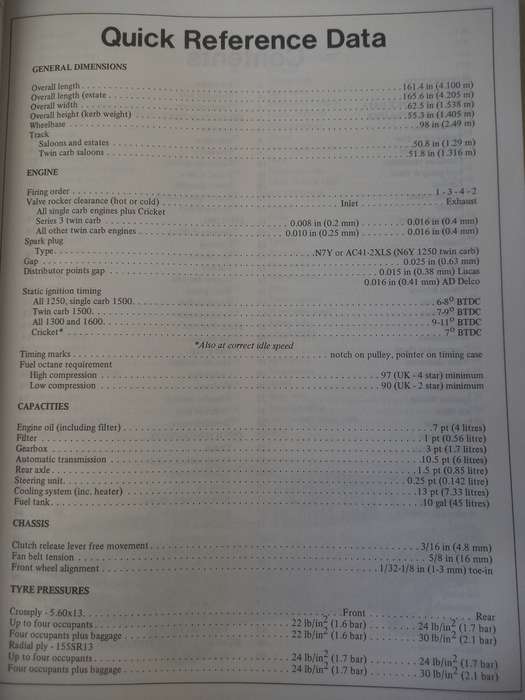Chrysler / Talbot Avenger 1970-1981 - Autodata - Car Repair Manual