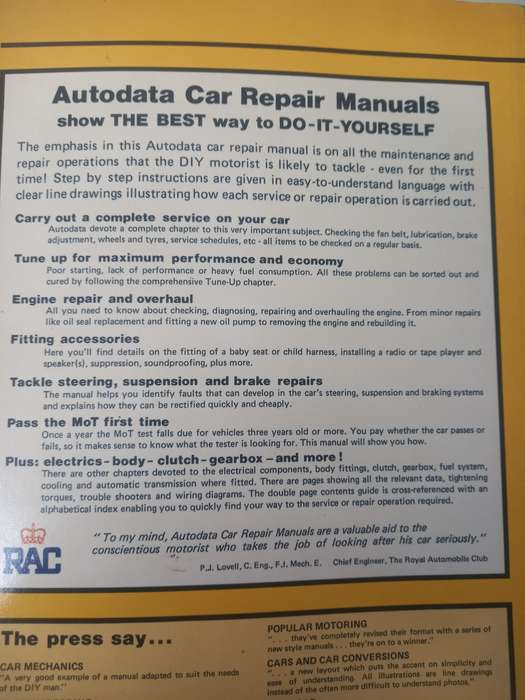Simca 1100 from 1970 - Autodata - Car Repair Manual