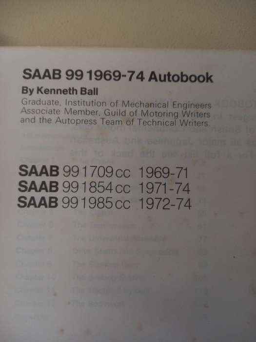SAAB 99 - Owners Workshop Manual - Autobook 798 - Kenneth Ball