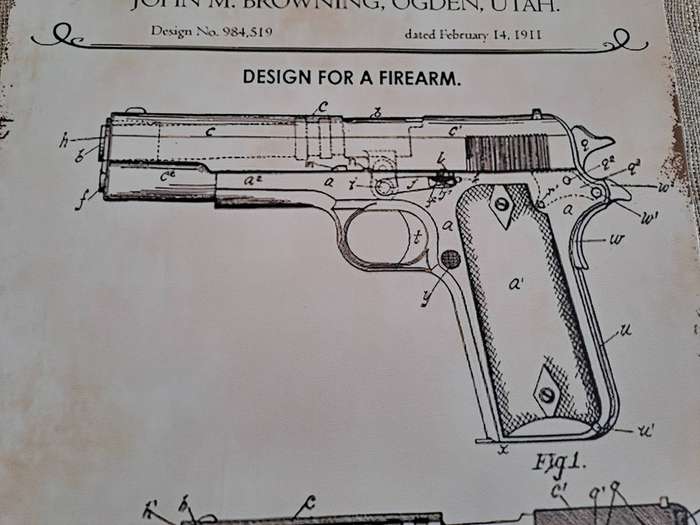 United States Patent Office: John M. Browning - Advertising Tin Plate Sign