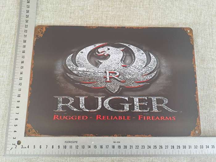 Ruger  Rugged, Reliable Firearms- Advertising Tin Plate Sign