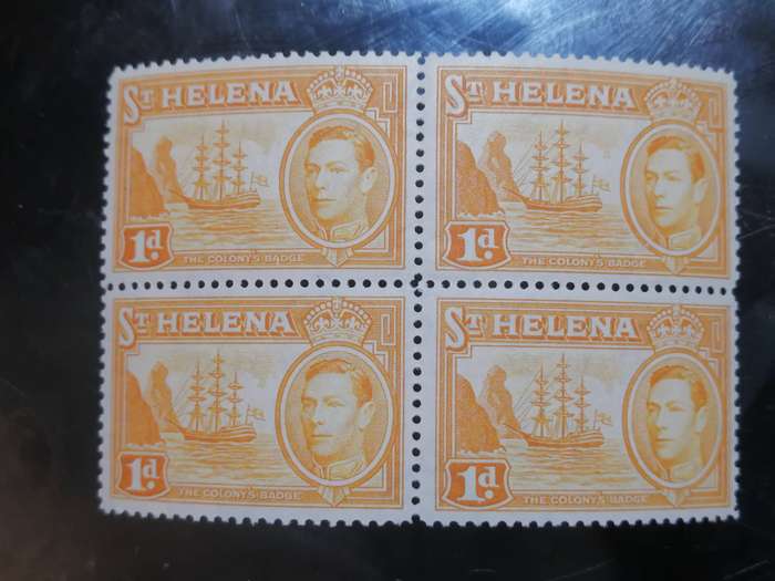 St Helena 1938 block of 4 1d stamp