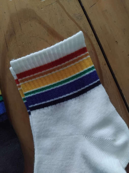 Black & White Socks with Rainbow edging - 2 pairs