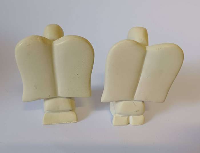 Hand-Carved Soapstone Praying Angel Figurines (Set of 2) - Made in Africa