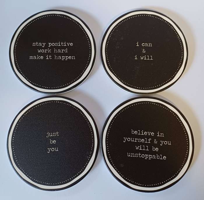 Danny Home Absorbent Coasters - Set of 4 with Motivational Quotes