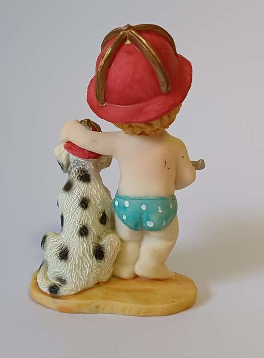 Montefiori Babies Figurine - Firefighter Baby with Dalmatian Dog